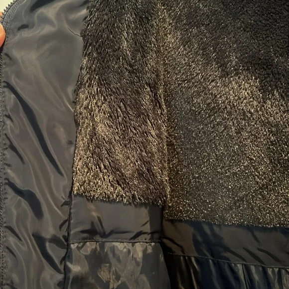 Suzy Shier double layer puffer jacket with fur lined hood, navy, size M - Picture 3 of 11